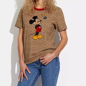 Disney X Coach WOMEN'S Signature Mickey Mouse Walt Disney World T Shirt XS RARE